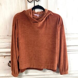 Cozy Rust Velvet Hoodie Size M
